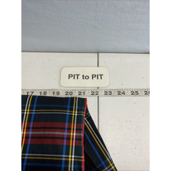 J Crew Blouse Women’s Sz M Stewart Tartan Plaid Velvet trim tunic holiday - Picture 3 of 8